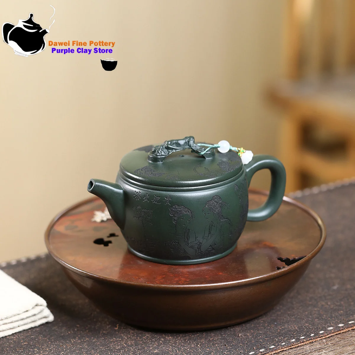 Yixing purple clay teapot, original ore, dark green clay, Noble Consort, Han tile, Kung Fu tea set, Chinese teapot