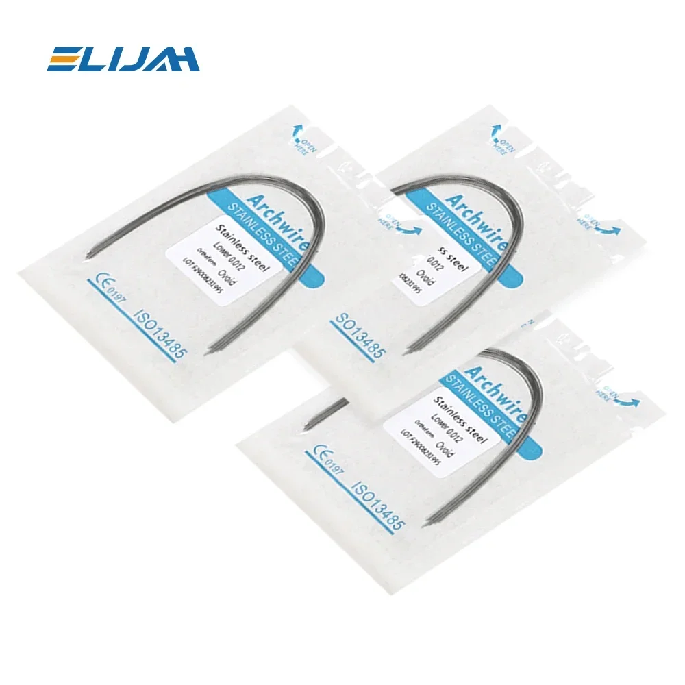ELIJAH Dental Stainless Steel Archwires For Dental Orthodontics Archwires Round/Rectangular 10PCS Teeth Braces Brackets