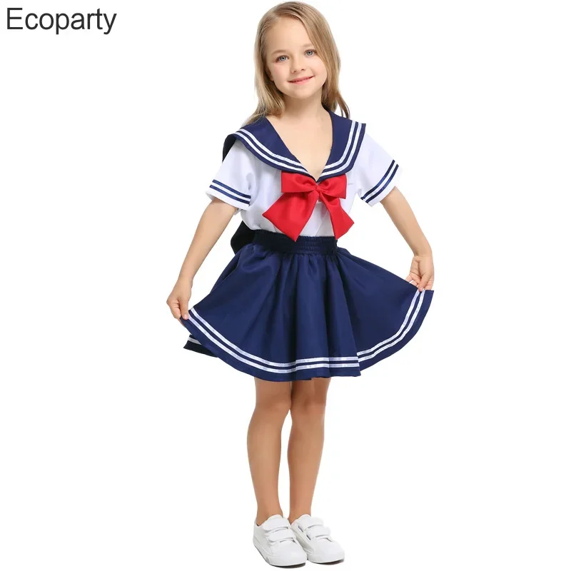 ECOPARTY Mädchen Japanische Anime Sailor Schuluniform Kostüm Cosplay Teen Mädchen Halloween Party Bühnenkostüme Dress20