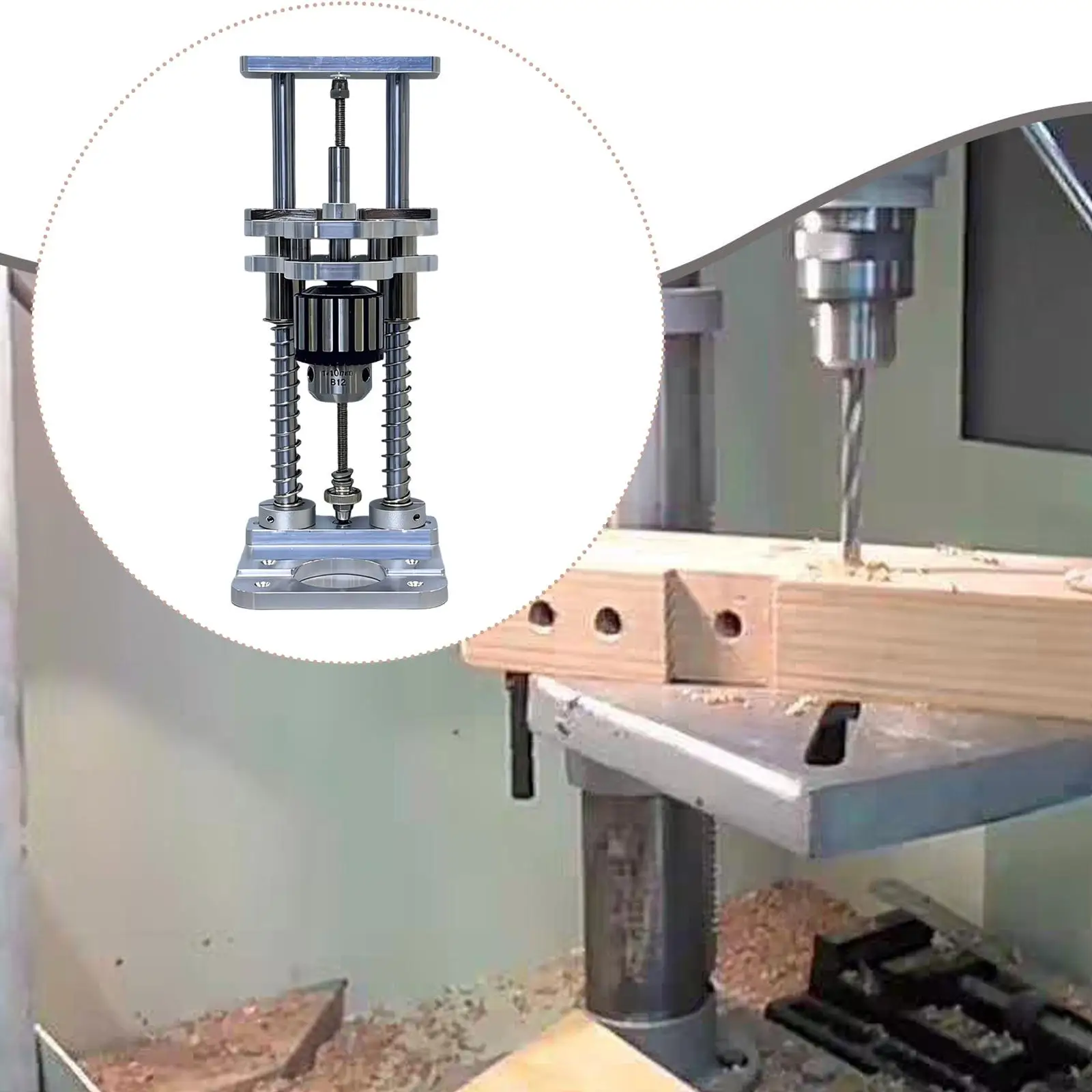 vertical-drill-guide-handheld-drilling-template-attachment-steel-stand-for-accurate-woodworking-holes