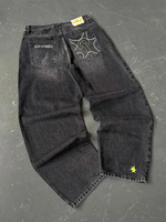 Y2K Protect Streetwear Hip Hop Jeans Mens Pants Harajuku Letter Embroidery Vintage Blue Baggy Jeans High Waist Wide Leg Trouser