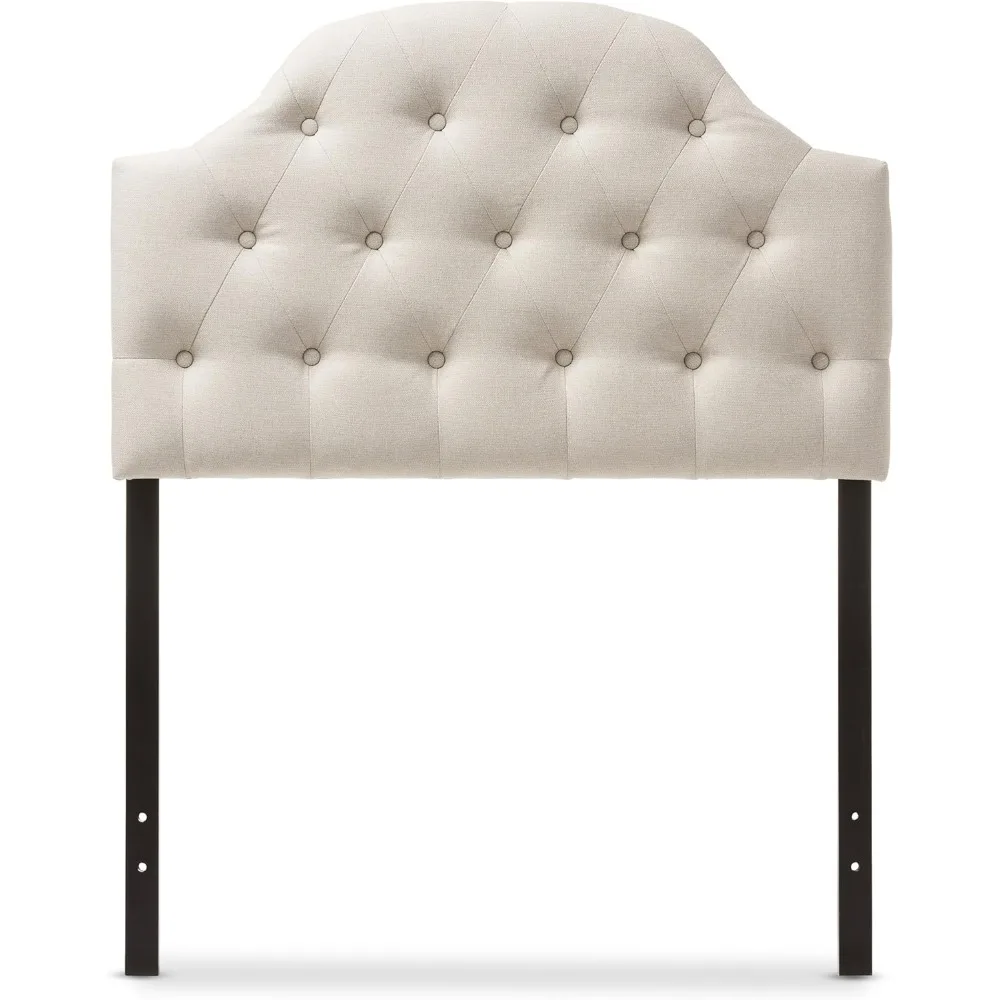

Studio Morris Modern and Contemporary Light Beige Fabric Upholstered Button-Tufted Scalloped Twin Size Headboard