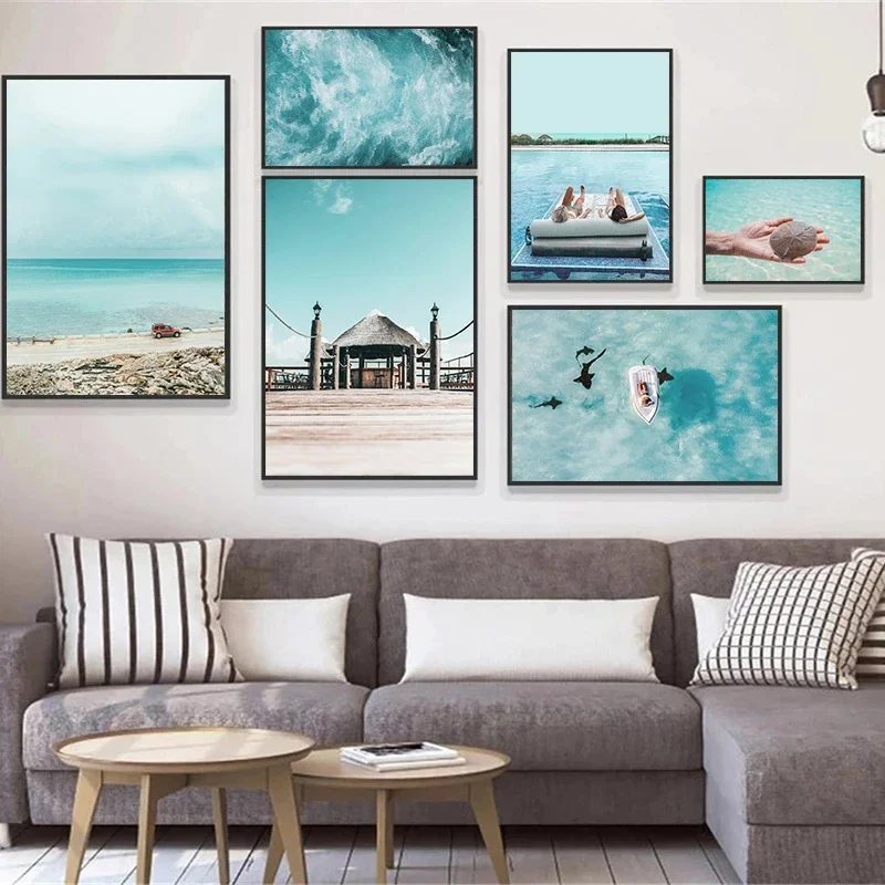 Sea Water Hotel Drink Summer Cool Seaside Travel Scenery Shot Picture Canvas Painting Wall Art Poster and Print for Home Decor