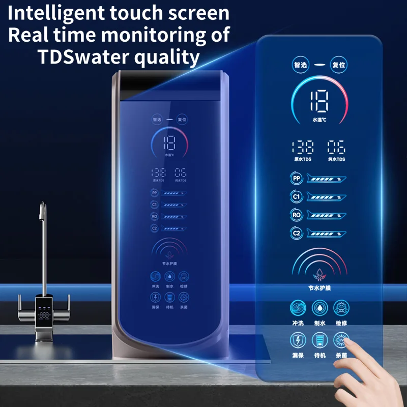 800G Reverse Osmosis Under-Sink Water Filter with Life Reminder & TDS Display Household & Outdoor Use 4-Stage Filtration
