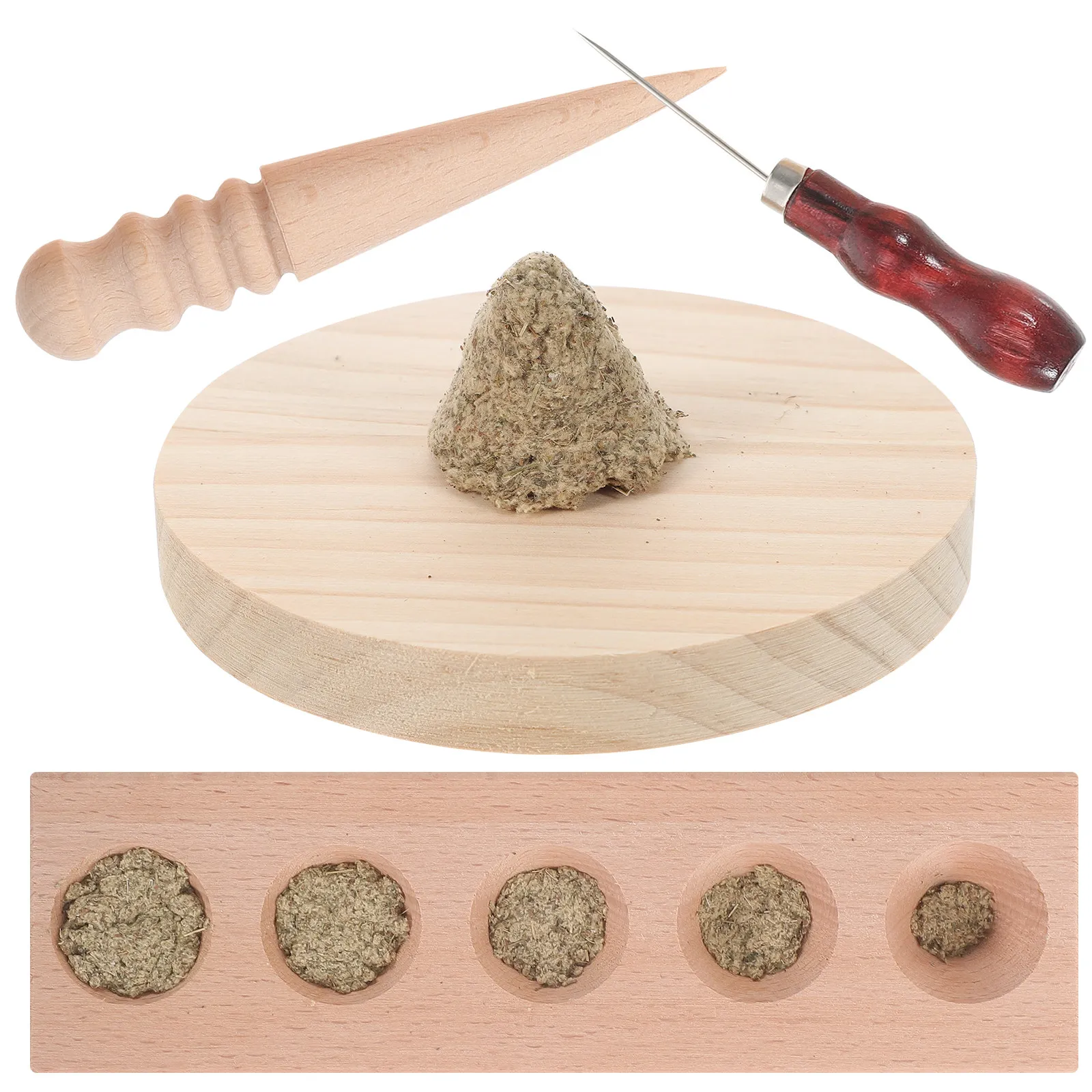

1 Set Household Moxa Cone DIY Mold Mold Wood Material Non-Deformable Multi-Size Porous Position Moxibustion Supplies Moxa Roll