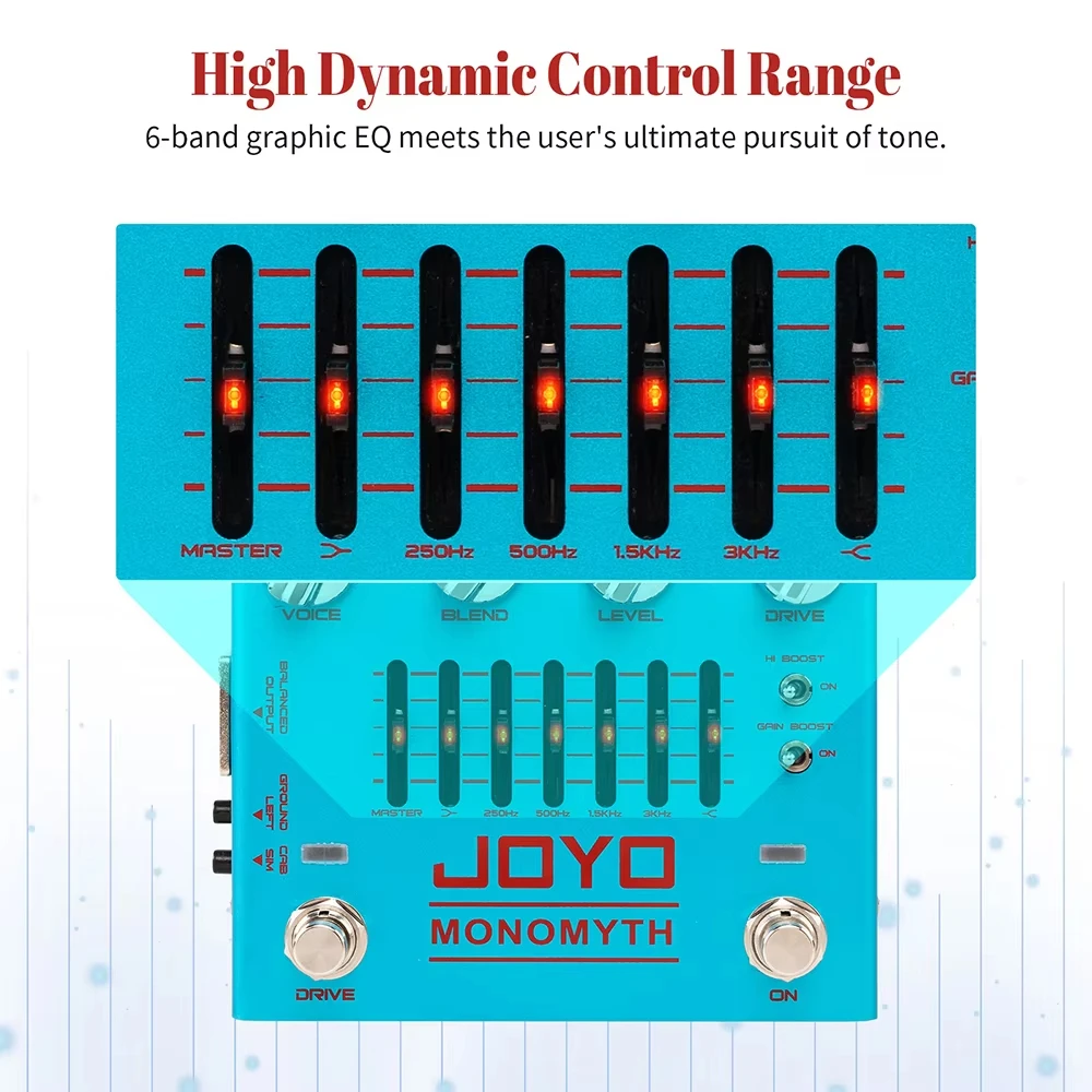 JOYO R-26 Monomyth Bass Preamp Elektrisches Effektpedal 6-Band Grafik EQ Control Echter Verstärker Tonsimulation Basspedal