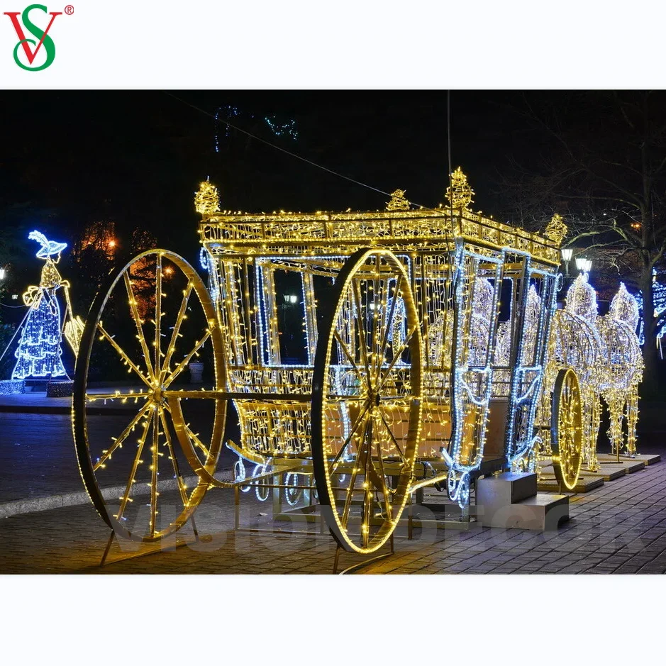 LED 3D Carruaje Luces para comercial al aire libre de Navidad decoracion de vacaciones