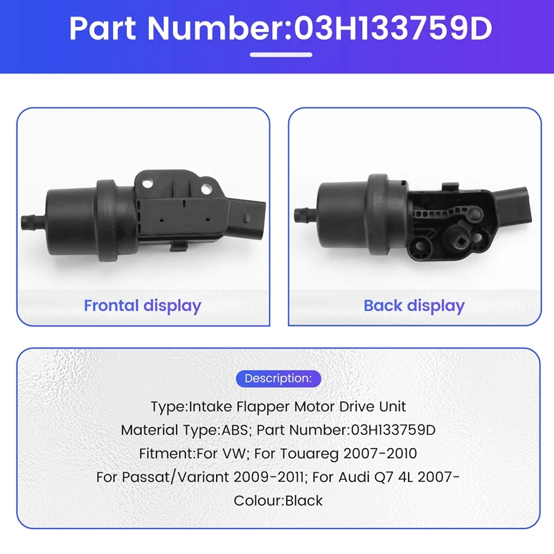 For  Q7 4L For VW Touareg Intake Flapper Motor Drive Unit 03H133759D Intake Manifold Vacuum Actuator