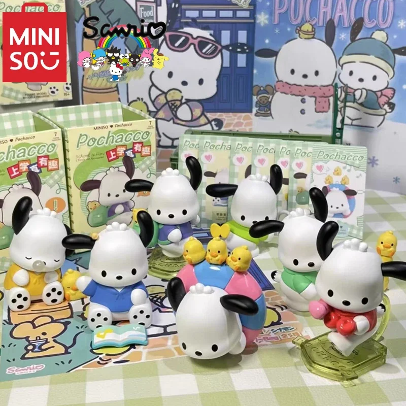 

Новые детские игрушки MINISO, модель Sanrio Fuwafuwa Town Going to School, действительно забавная серия, слепая коробка, ручной подарок на день рождения
