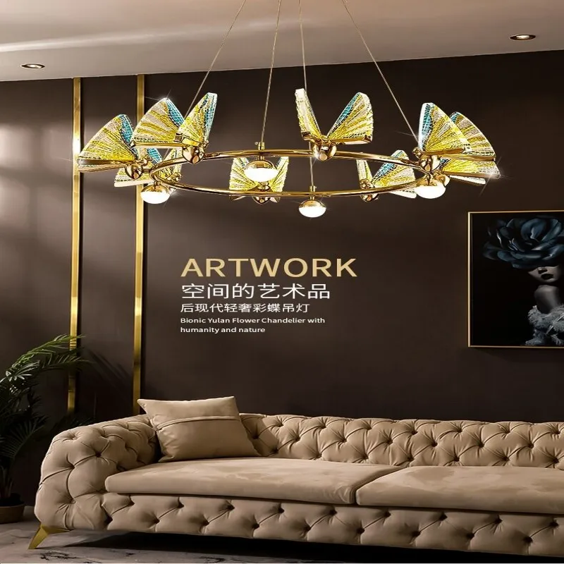 Modern Butterfly Chandelier Led Light Nordic Creative Ring Lamp Hanging Butterflies Decoration Home Bedroom Living Room Lamps