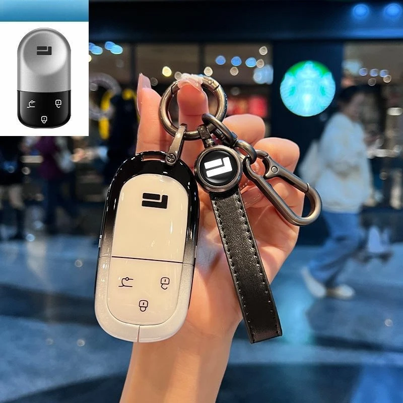 

For BAIC JISHI ROX 01 Polestone 01 Car Key Case Bag Alloy Key Shell Case Key Chain Protective Case Metal Cover Car Accessories