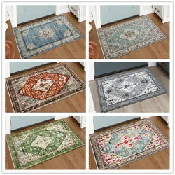 Lahome Oriental Floral Medallion Printed Door Mat Vintage Non-Slip Washable Home Decor Carpet Fade Resistant Floor Kitchen Rug