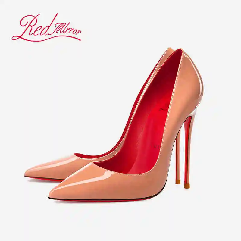 2025 Elegant Heel Women's Shoes Red Shiny Bottoms Pointed Toe High-heeled Shoes Black Naked Stiletto Pumps Designer Luxury Heels