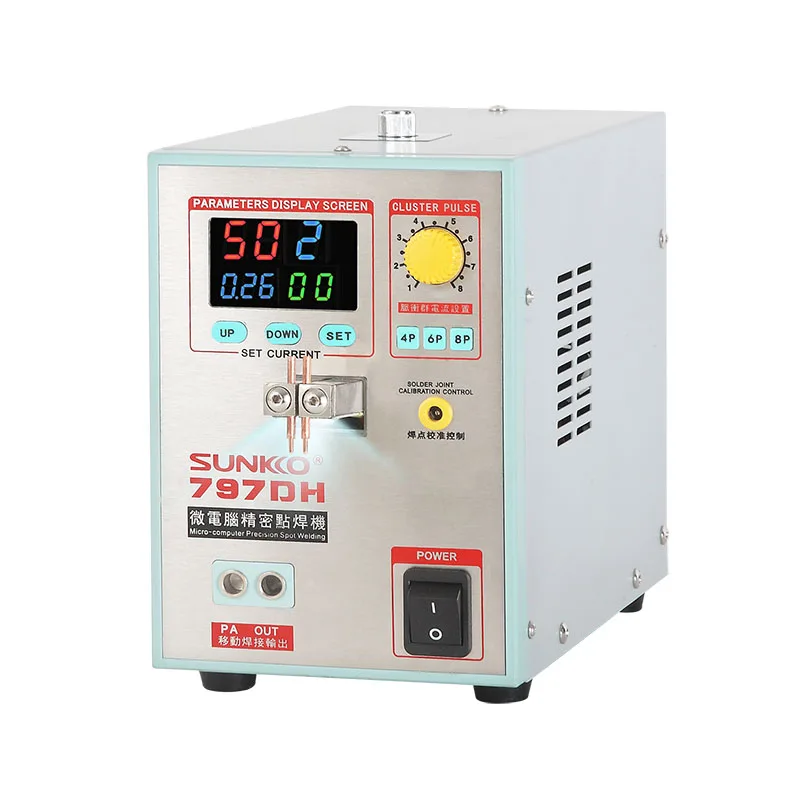 SUNKKO 18650 배터리 스폿 용접기, 최대 0.35mm 정밀 펄스 용접기 두께, 3.8KW 고출력 스폿 용접기, 797DH