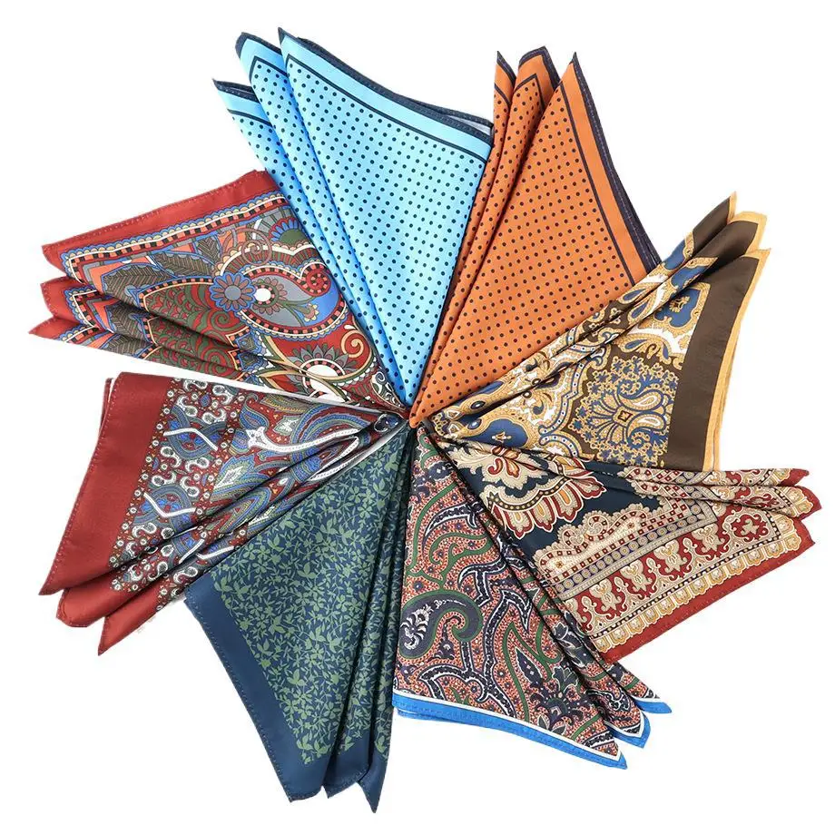 Vintage Paisley Dot Print Pocket Square for Men