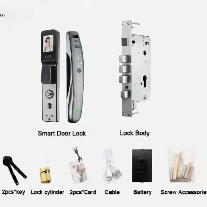 Imagem -04 - Tuya Wifi Fechadura Eletrônica Facial Biométrica Impressão Digital Fechadura da Porta Inteligente Senha 3d Reconhecimento Facial Câmera Fechadura Eletrônica