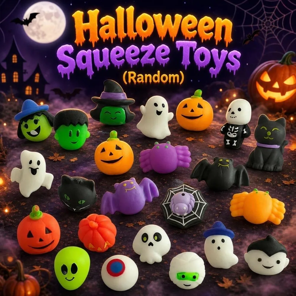 24/36Pcs/Set Surprise Halloween Squeeze Set Mini Random Ghost Squishy Anxiety Relief Funny TPR Fidget Set Party Favor