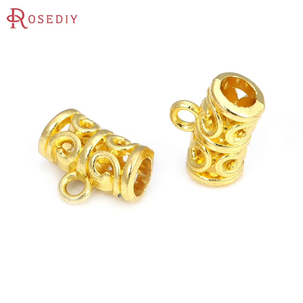 50PCS Gold Color Zinc Alloy Large Hole Beads Charms Connector Diy Jewelry Making Supplies Necklace Accessories for Women