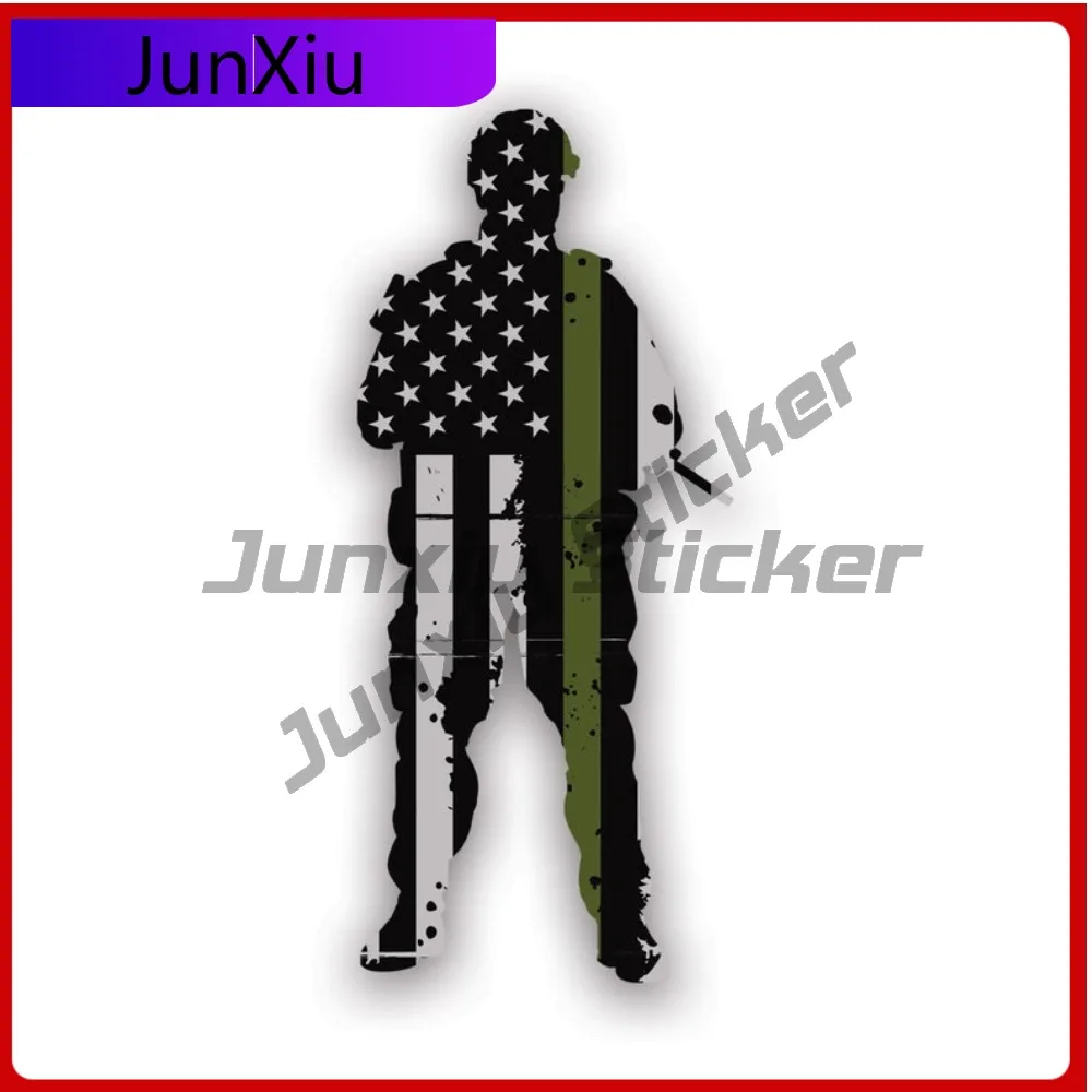 

Виниловая наклейка на бампер с изображением американского флага с зеленой линией, водонепроницаемая, для холодильников, защитная, забавная