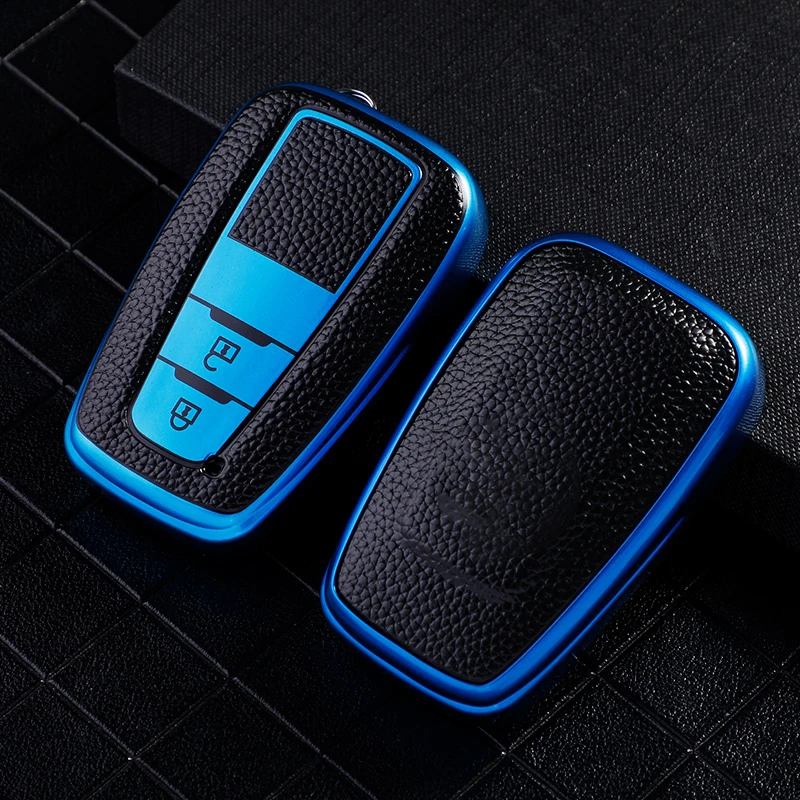 2 3 Buttons Leather TPU Car Key Cover Protective Case Holder For Toyota Camry Prius Corolla C-HR CHR Prado 2018 RAV4 Accessories