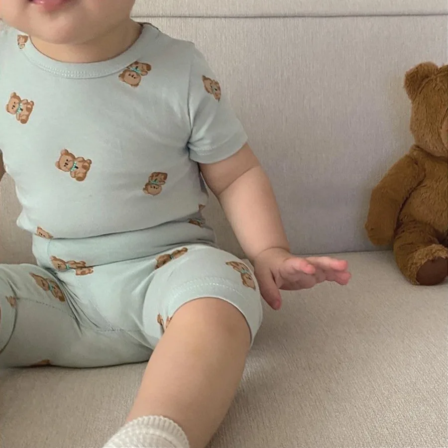 

2025 Summer Cotton Children's Sets Kids Home Wear Clothing Korean Summer Baby Pajamas Set Baby Air Conditioning Clothing