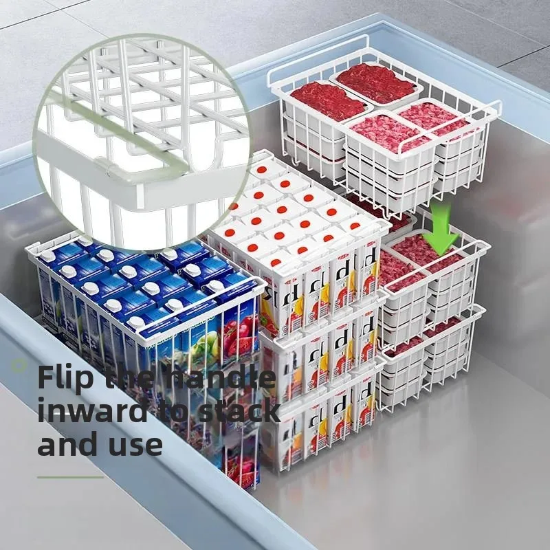 Internal Storage Rack for Fridge Freezer Multi-Level Partitionable Hanging Basket Food Storage Basket Refrigerator Organizer