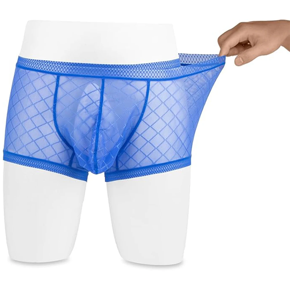 Zonbailon Men's Soft Mesh Underwear See Through Breathable Sexy Boxers Trunks M-3XL