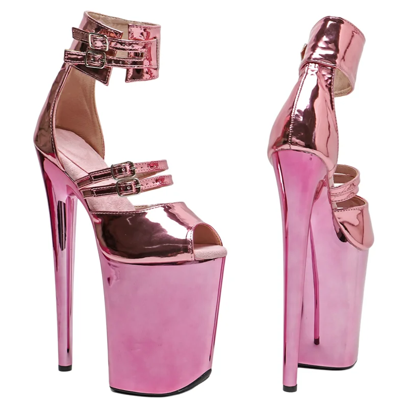 Leecabe 23CM / 9inches  Shiny PU Upper  Trend fashion  Platform High Heels Sandals stripper heel Pole Dance shoes