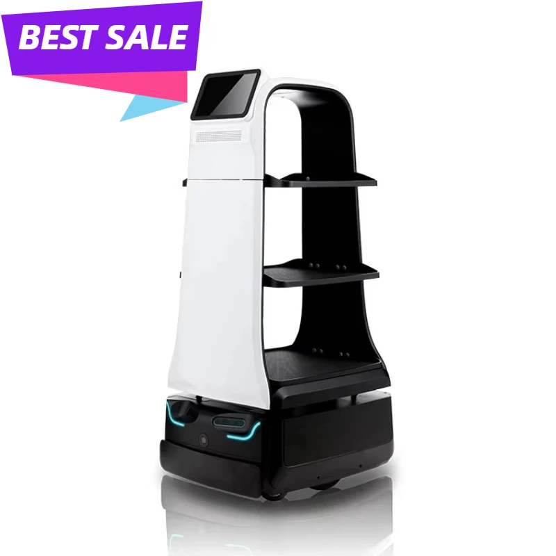 Commercial Automated Food Delivery Robot Multi-Tier Tray Autonomous Serving Robot For Catering