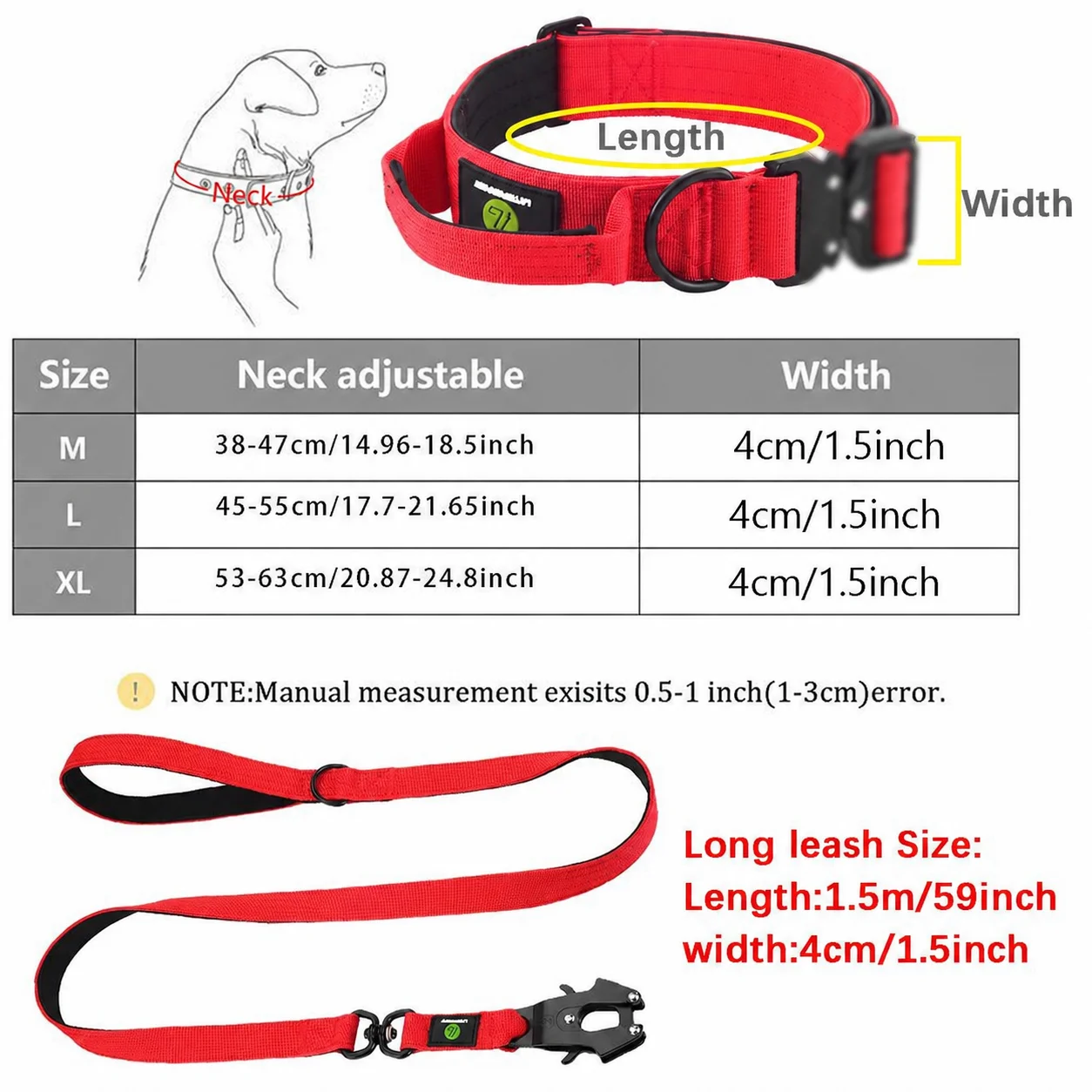 Quick Release Militär Verkehr Große Heavy Duty Nylon Gehen Starke Hund Griff Taktische Ausbildung Blei Strap Tsug Halsband Se – Detail 10