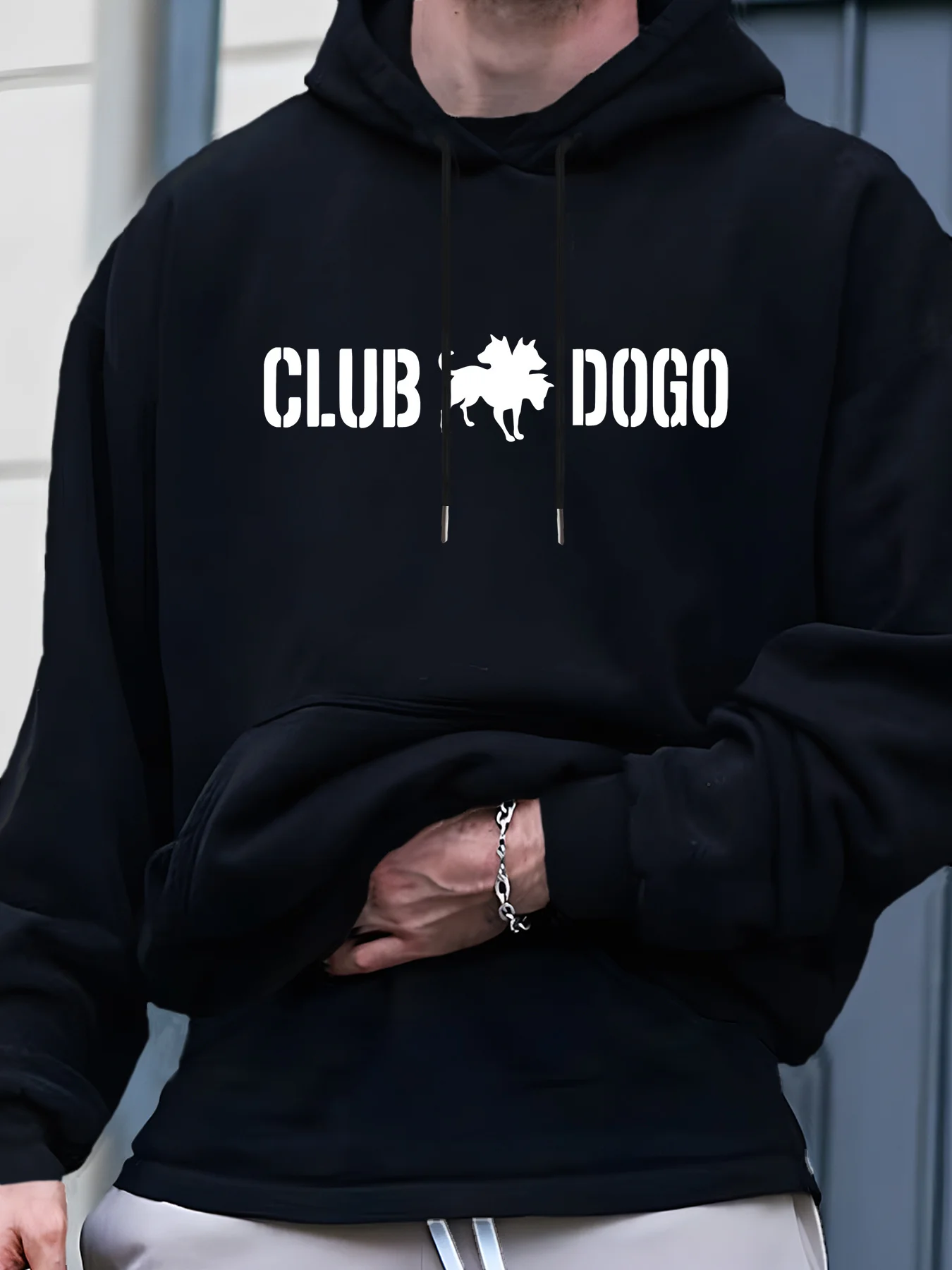 هوديي منقوش مطبوع - بلوفر كاجوال بأكمام طويلة مع جيب أمامي، هوديي أساسي للخريف والشتاء #1