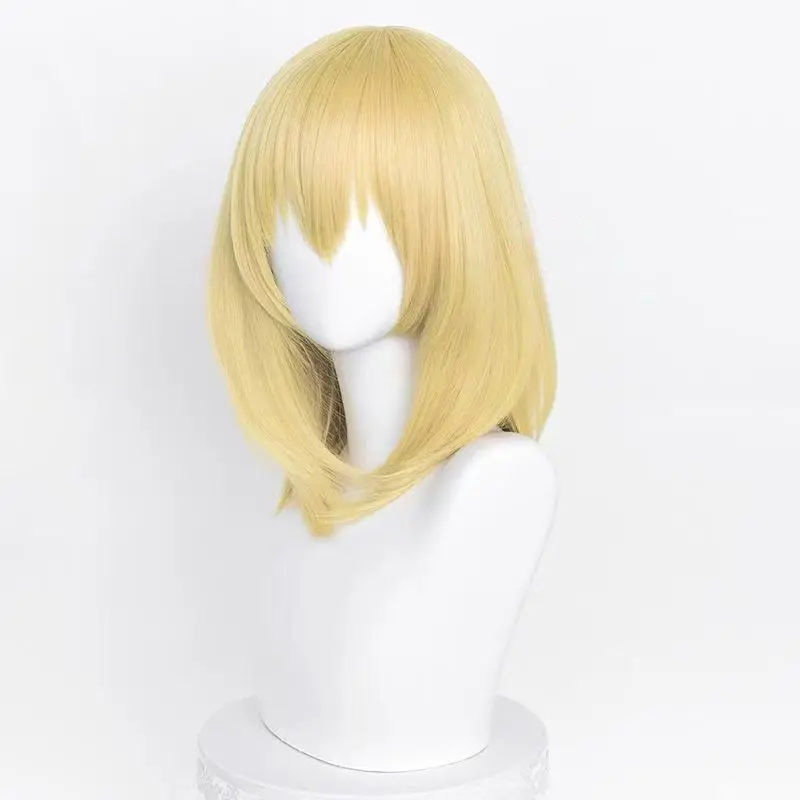 أنيمي شعر مستعار عواء الذهبي تتحرك القلعة COSWig مزيج خاص الذهب روز صافي مقلد فروة الرأس #5