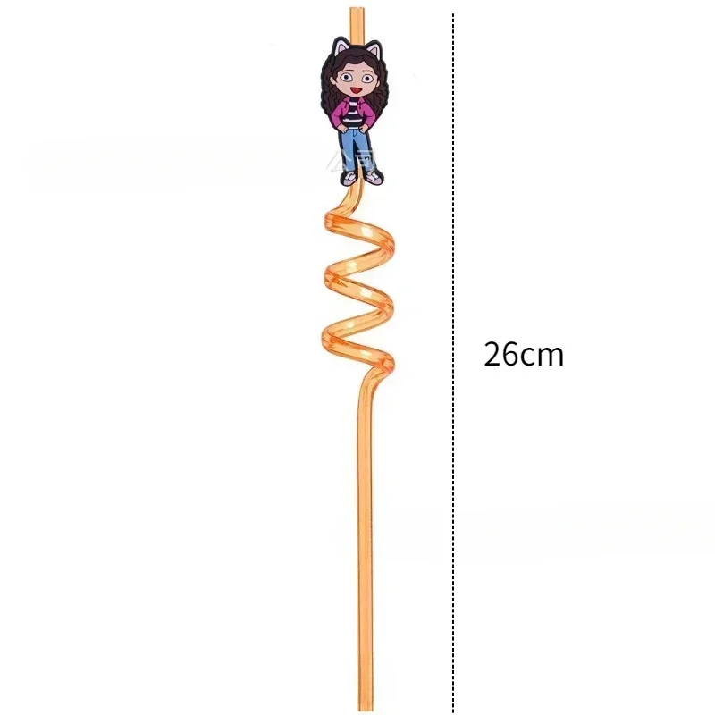 8pcs/set Gabby Dollhouse Cats Reusable Straws Kids Boys Girls Shower Halloween Carnival Party Supplies view 6
