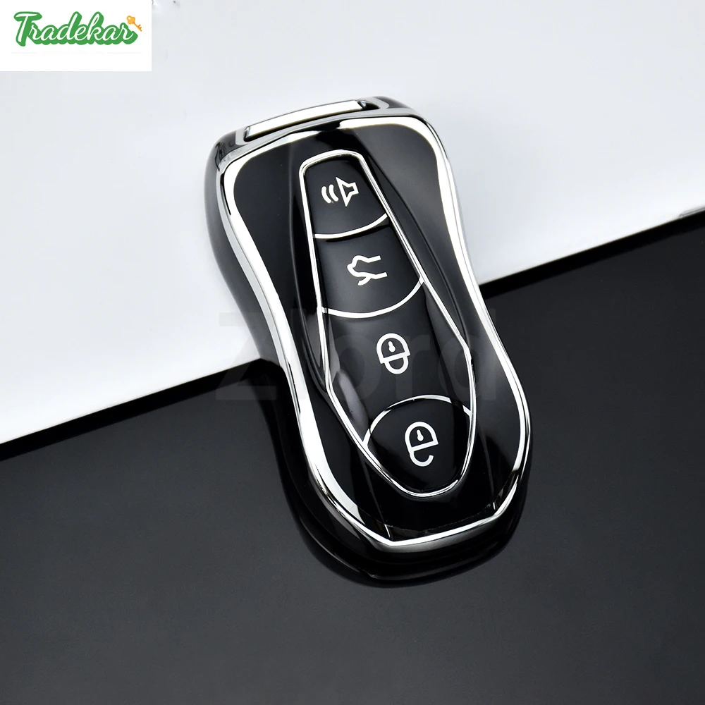 Silver edge TPU  Car Key Cover Case for Geely Emgrand Global Kulrey Hawk GX7 Okavango NL3  GC9 Coolray X6 Geometry C Keychain