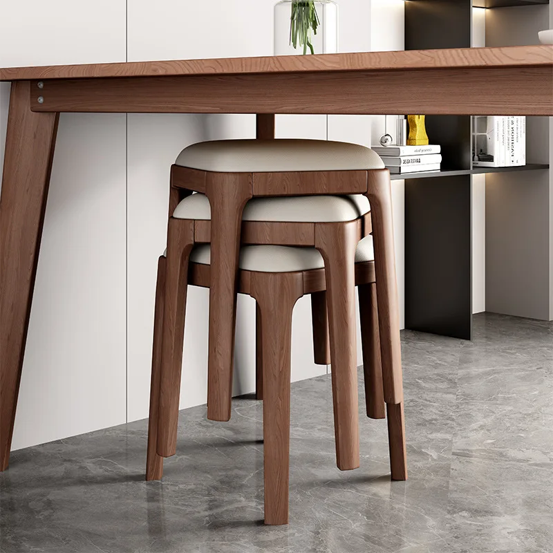 Stools For Household Use, Stackable Square Solid Wood Modern Simple Dining Tables, Spare Stools, Living Room Chairs, Small And