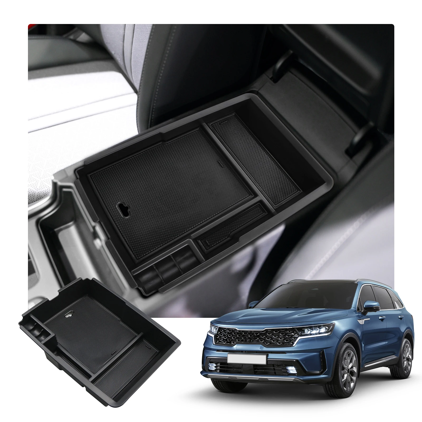 LFOTPP Car Central Armrest Storage Box for Sorento MQ4 2020 2021 2022 2023 Non-slip Container Auto Kia Sorento MQ4 Accessories