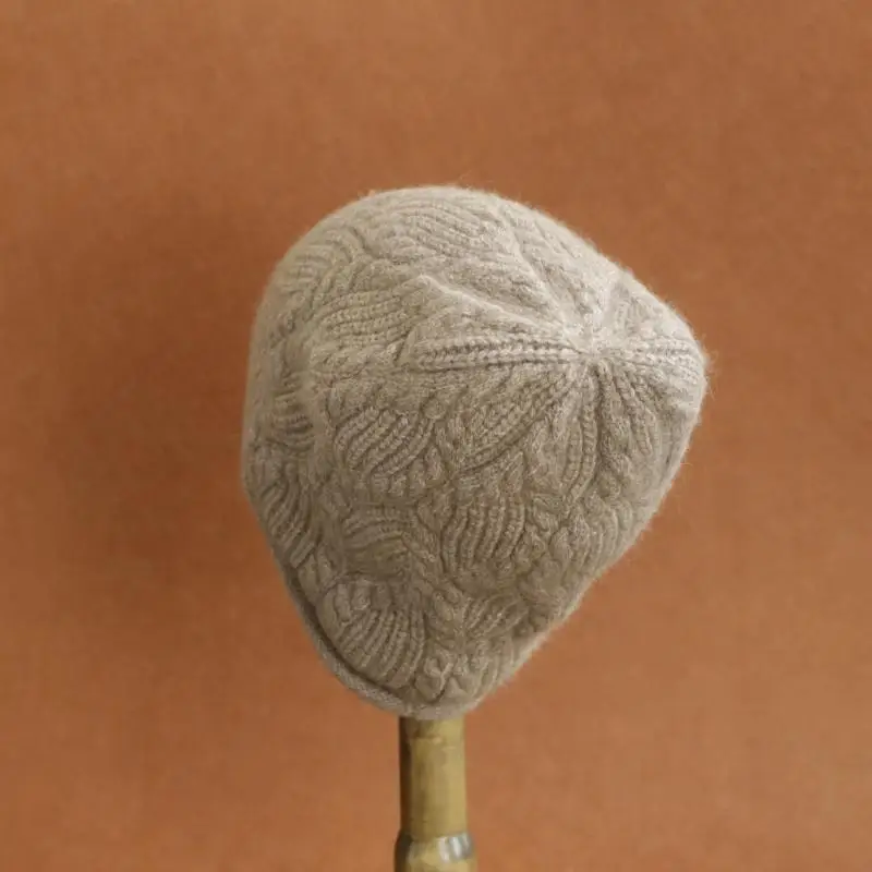 2026 Neue Y2K Herbst-Winter Warme Wollmütze für Damen, Modische Vintage-Kaninchenfellmütze, Vielseitige Faltbare Strickmütze – Detail 15