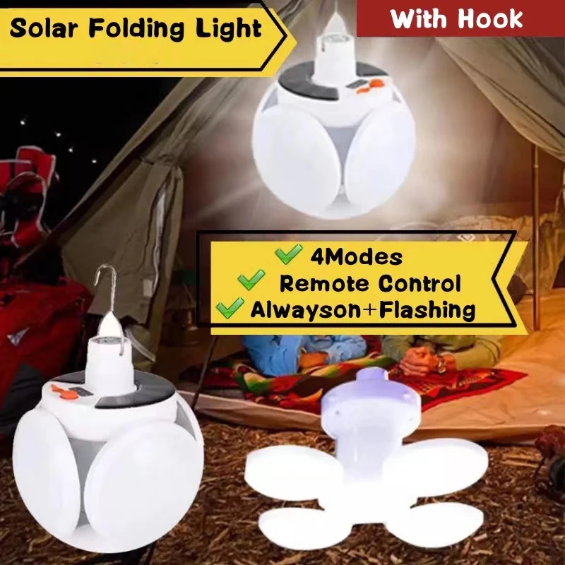 

Solar Light Outdoor Camping Lights Waterproof Folding LED Portable Emergency Lamps With Remote Control Lamp
