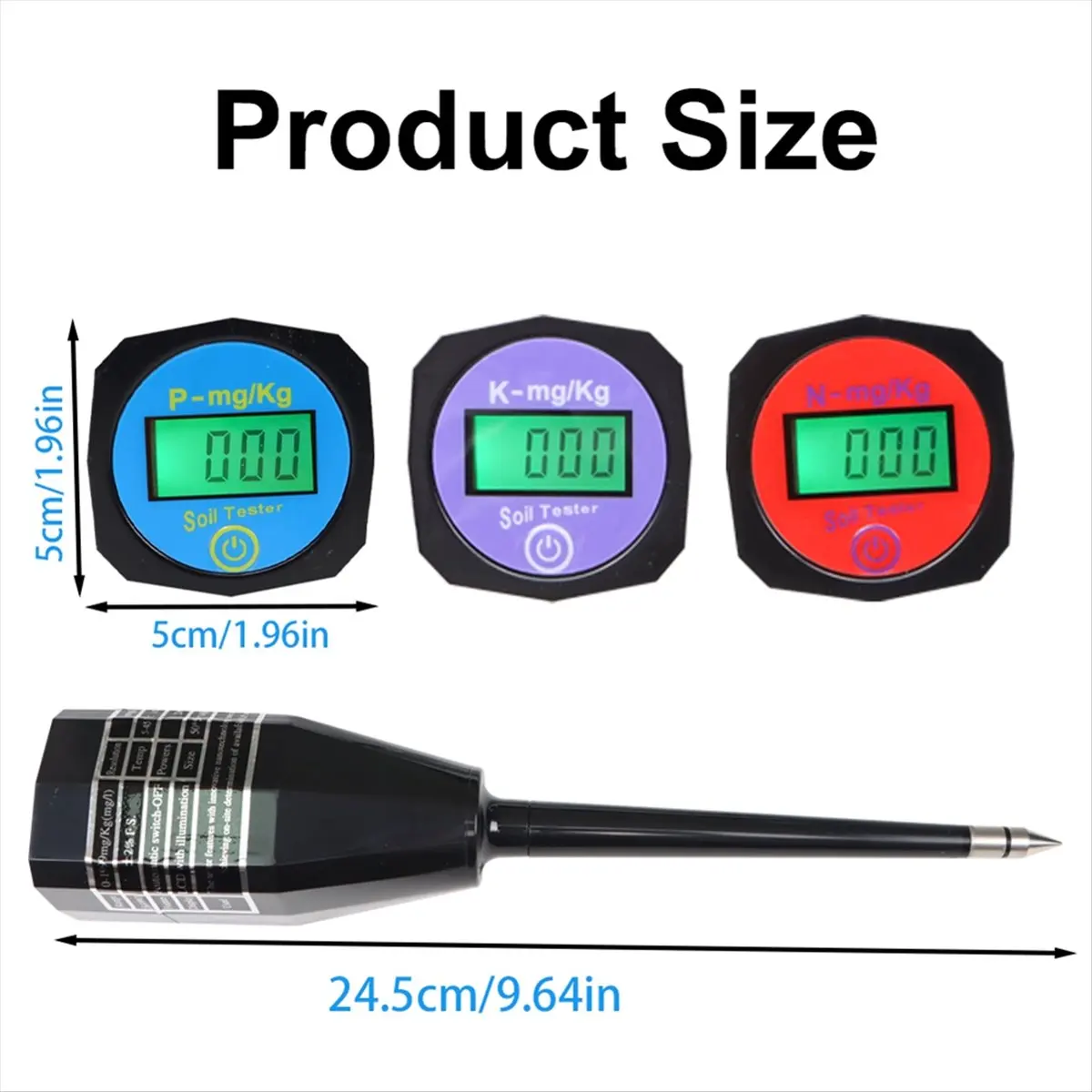 Soil Test Kit Meter Soil Analyser Meter 0-1999mg/Kg Nitrogen/Phosphorus/Potassium Soil Tester for Gardening