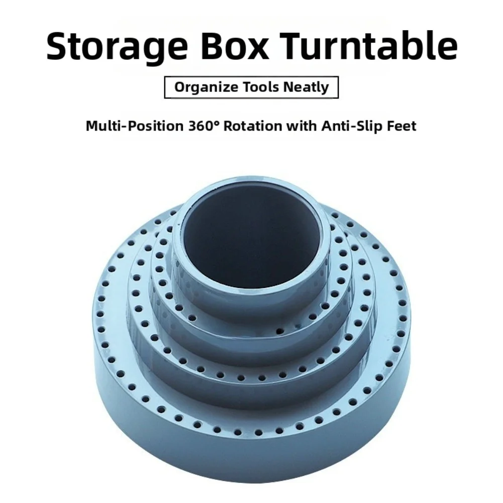 Rotary bit storage system with circular layout and full pivot range for improved tool management in confined areas