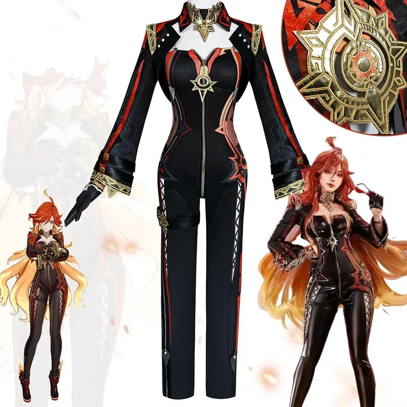 

Mavuika Genshin Impact Pyro Archon Black Cosplay Costume Anime Role Play Game Carnival Halloween Party Outfit Premium Cos Wig
