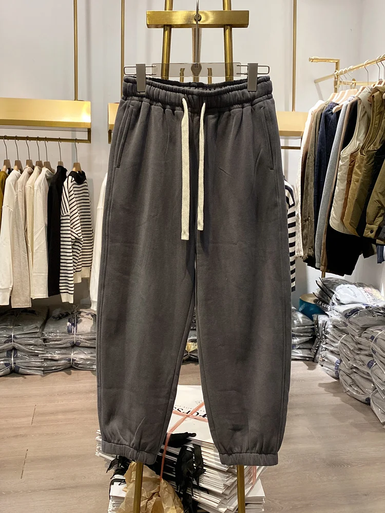 Shot】thicken Fleece 【Live Drawstring Elastic Waist Radish Sweatpants Women New Winter Loose Harem Pants Casual Long Trousers