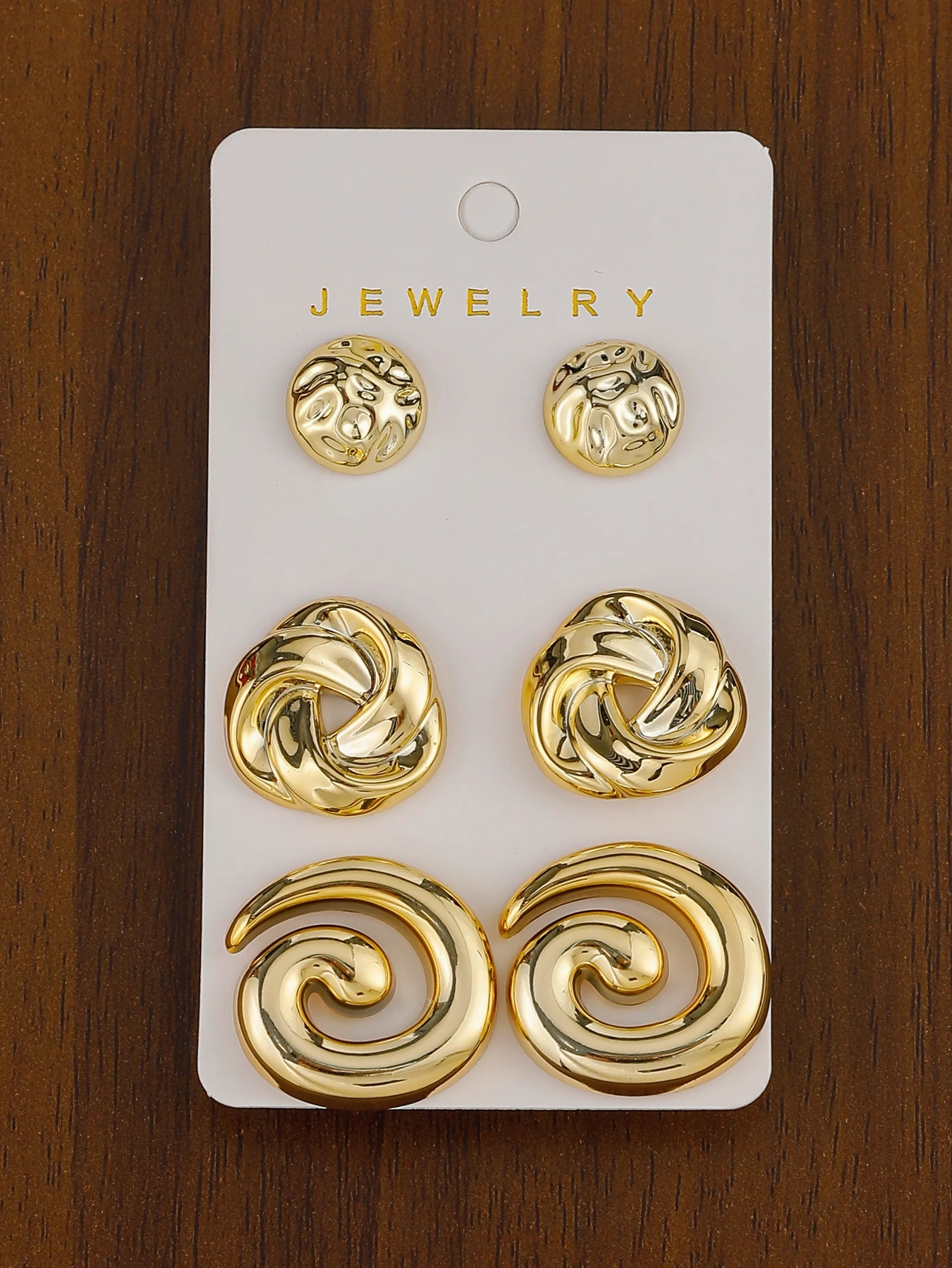 3-12pairs Fashion Classic Design,Plastic Material,Heart&Bow&Flower Shaped Golden-plated Earrings, Super Cute And Minimalist