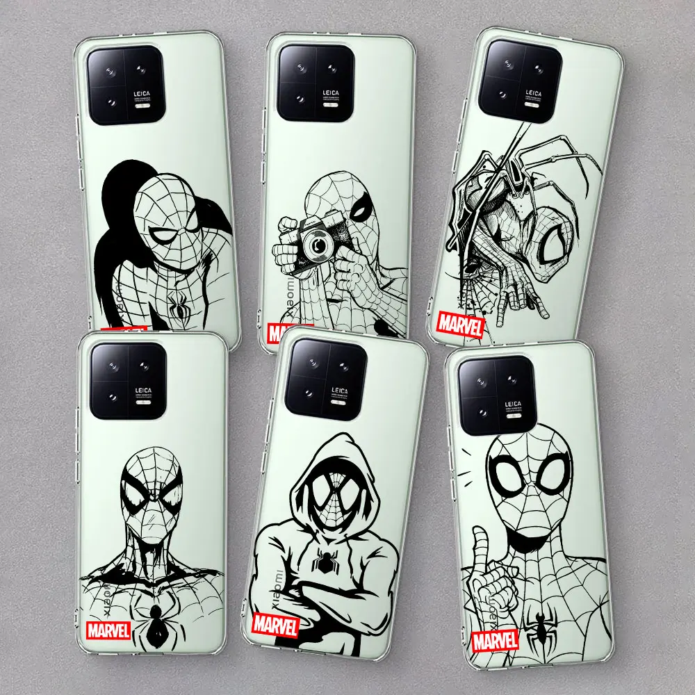 Marvel Comics Spider Man Case for Xiaomi Mi 12T 9 11T 12 11 CC9 9T A2 10T 8 12X 11i 5X A1 6X A3 Transparent Soft Phone Cover