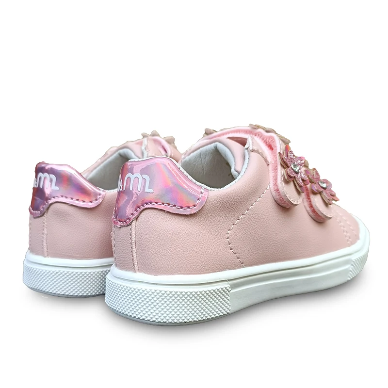 Chaussures à fleurs en cuir PU pour filles, baskets à la mode pour enfants, nouvelles chaussures pour enfants + intérieur 13.5-18cm