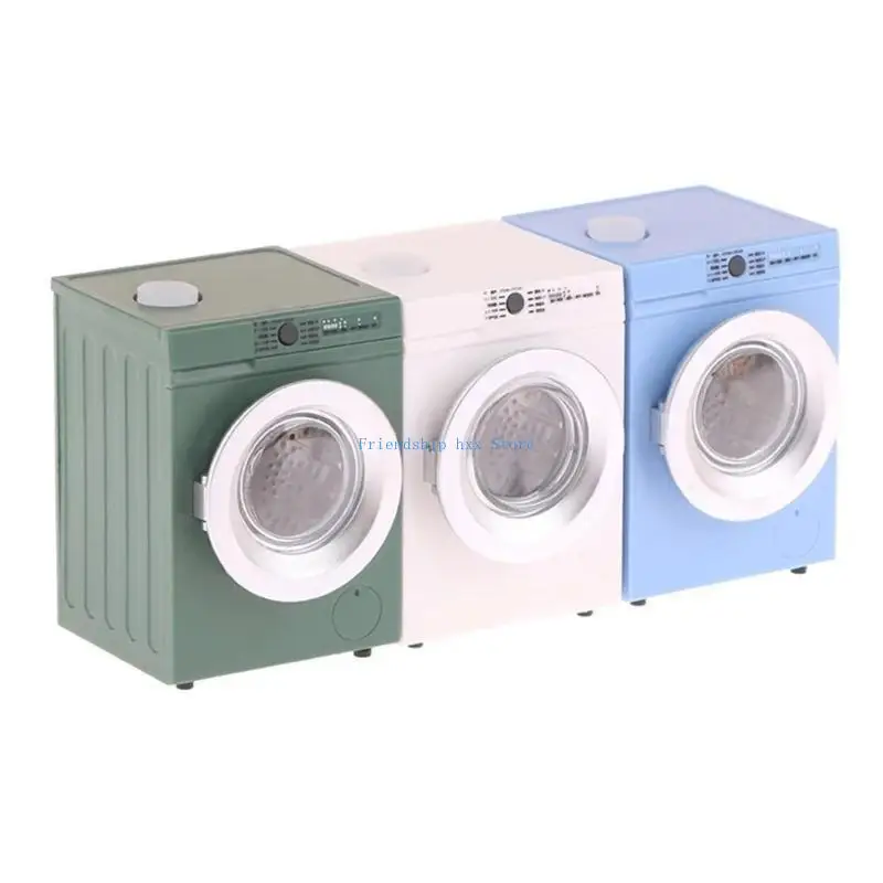 

F1CB Multipurpose Dollhouses Laundry Room Furniture 1 12 Scale Miniature Washing Machine with Realistic Spin Function