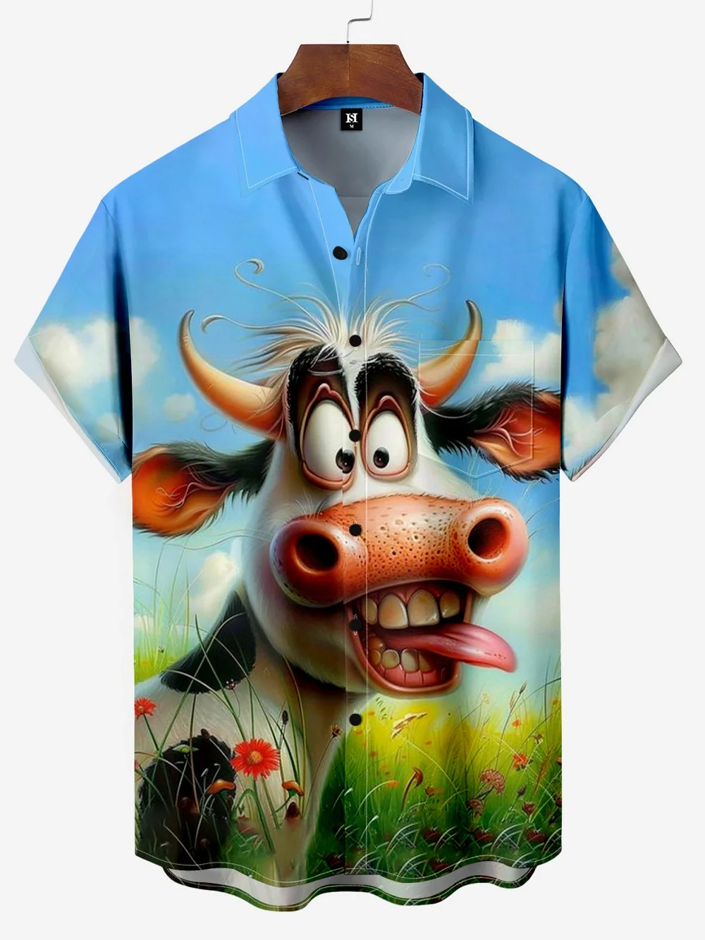 

Summer Funny Animals 3D Printed Men's Shirts Goat Pig Graphics Fashion Button Short Sleeve Lapel Hawaiian Blouse Shirts For Men