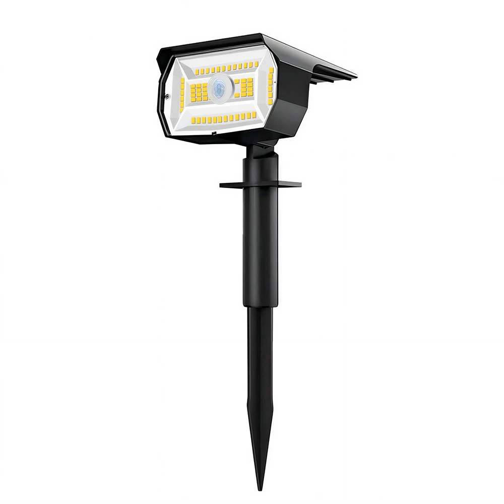 4 Stück Solar-Landschaftsstrahler für Außenbereich, Wasserdicht IP65, Bewegungssensor, 56 LED, 3 Modi, Solarbetriebene Spotlights