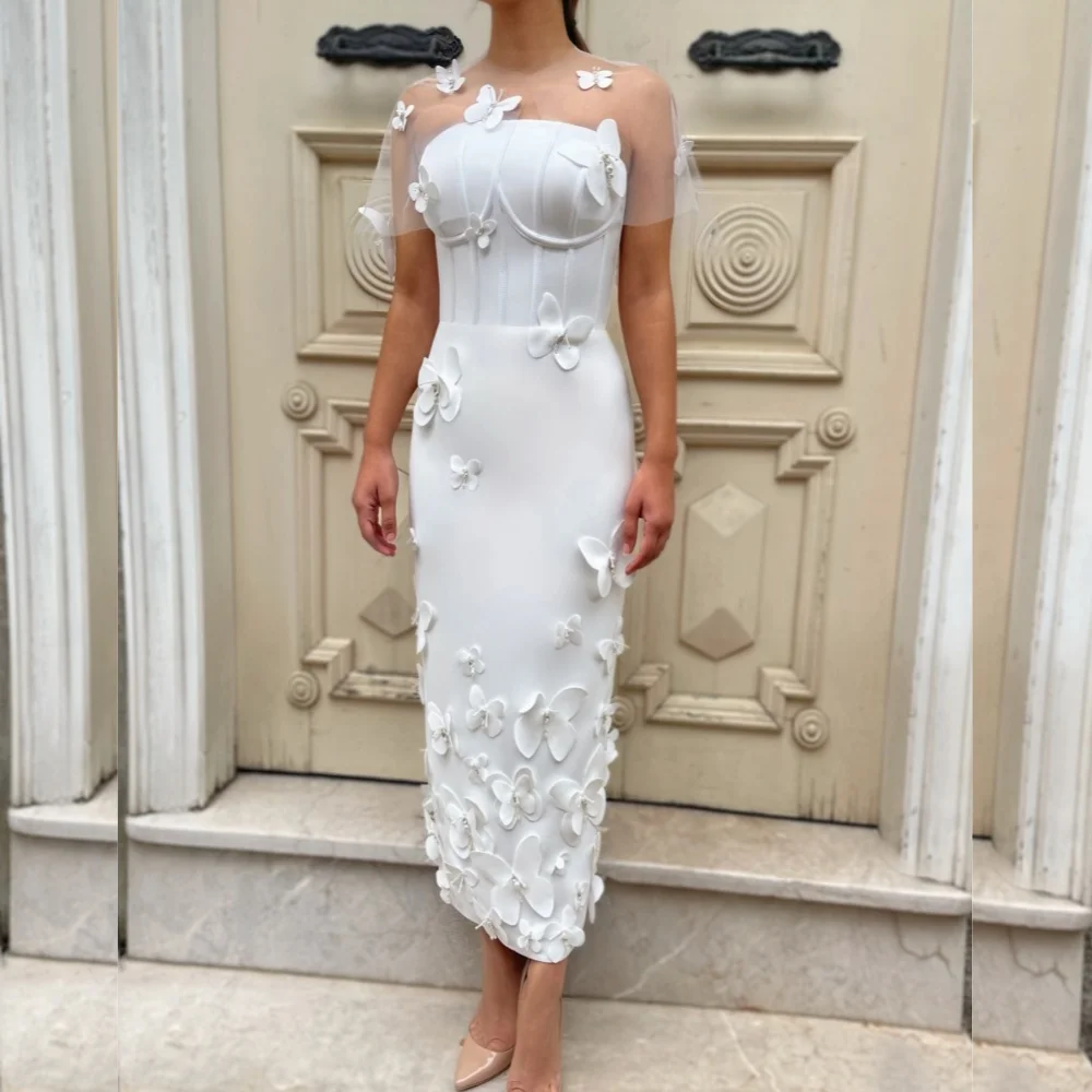 

Customized Intricate Sizes Available Jersey Pearl Applique Beading Straight Scoop Neck Midi Dresses Bespoke Occasion Dresses Mat