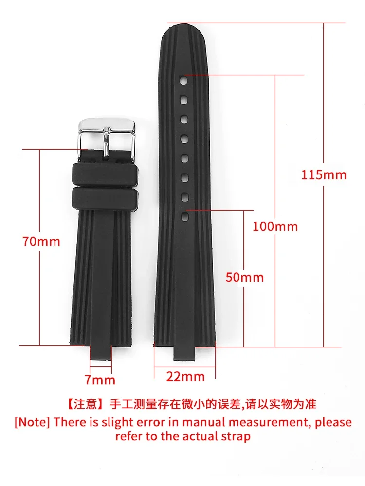 Rubber Watch Strap for Bvlgari Diagono Convex Joint Black Waterproof Sweat-Proof Silicone Watchband Accessories 22 * 7mm